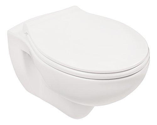 'aquaSu® Wand WC-Set, Tiefspüler, Spülrandlose Toilette, Hängetoilette, Einfache Reinigung, weiß von aquaSu