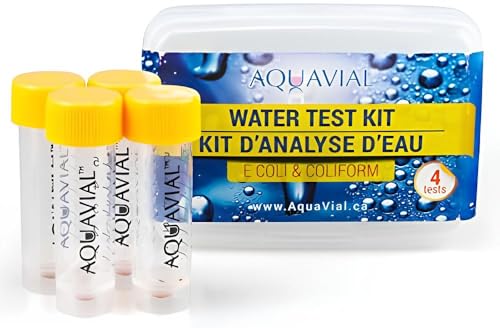 AquaVial Wassertest Schnelltest für Trinkwasser, 4er-Pack auf E.coli bzw. Coliforme Bakterien Nachweis | Hochempfindlicher Wasserqualität-Tester für Brunnen- und Leitungswasser für Profis von AquaVial