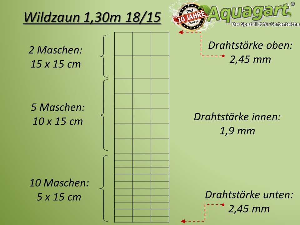 Aquagart Profil 150m Wildzaun Wildschutzzaun Forstzaun Zaun 130/18/15 Schwere von Aquagart