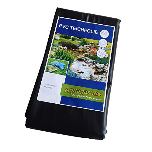 Hochwertige PVC Teichfolie 0,5mm Stärke 4m x 2m I Fisch und Pflanzenfreundlich, UV- und witterungsbeständig I Schwimmteich Folie Gartenteich schwarz I Aquagart Garten- und Teichzubehör von Aquagart