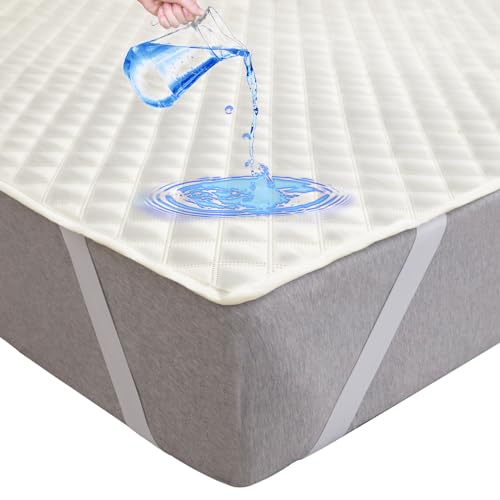 Arcona Matratzenschoner 100x200 cm wasserdicht, Atmungsaktive Wasserdichter Matratzenschoner, Nässeschutz wasserdichte Matratzenauflage, Elfenbein Weiß Matratzenschutz, Inkontinenzunterlage Waschbar von Arcona