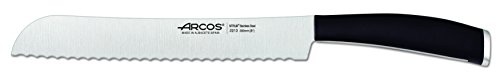 Arcos 221300 Serie Tango - Brotmesser - Klinge Nitrum Edelstahl 200 mm - HandGriff Polypropylen Farbe Schwarz von Arcos