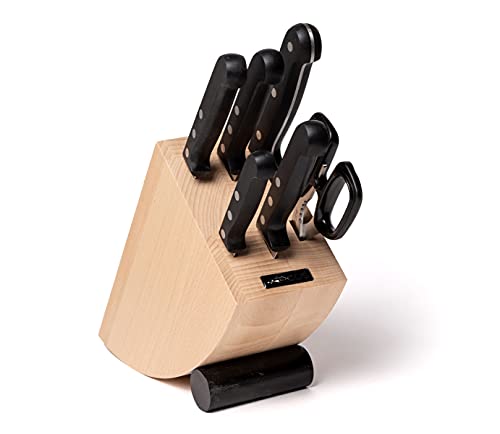 ARCOS Universal Profi-Küchenmesserset + Schere mit Holzblock, Set aus 5 Messern + Edelstahl Schere, Messerblock zum Kochen, von Arcos