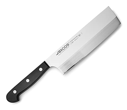 ARCOS Universal Usuba oder Asiatisches Messer mit 175mm zum Schneiden von Gemüse, Japanisches Messer aus rostfreiem Stahl für die Küche, Farbe Schwarz von Arcos