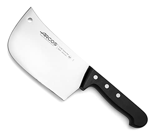 ARCOS Hackbeil Küchenhackmesser 160mm zum Schneiden von Knochen und Fleisch. Die Axt hat ein rechteckiges Design aus rostfreiem Stahl und einem Griff aus Polyoxymethylen. Schwarz. Universal-Serie von Arcos