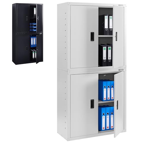 Arebos Aktenschrank Büroschrank Lagerschrank Materialschrank Stahlschrank 2 Höhenverstellbare Einlegeböden | 180 x 90 x 40 cm | Grau Arebos Aktenschrank Büroschrank Lagerschrank Materialschrank Stahlschrank 2 Höhenverstellbare Einlegeböden | 180 x 90 x 40 cm | Grau von Arebos