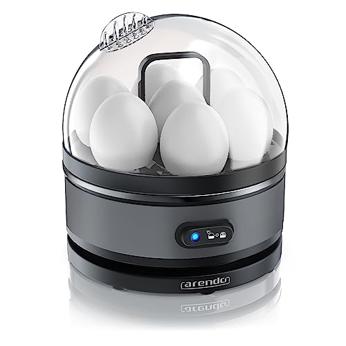 Arendo Sevencook Eierkocher 400 W – Edelstahl Design - 1-7 Eier - Egg Cooker - EIN/AUS-Schalter – 3 Härtegrade wählbar - Warmhaltefunktion - Signalton - BPA-frei | cool grey von Arendo