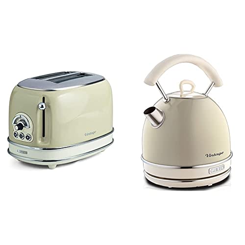 Ariete, 0155CR, Design-Toaster für zwei Scheiben, sechs Toaststufen, 810 W, Gehäuse aus Edelstahl & 2877, elektrischer Design-Wasserkocher aus Edelstahl, 2000 W, 1,7 l, mit sichtbarem Wasserstand Ariete, 0155CR, Design-Toaster für zwei Scheiben, sechs Toaststufen, 810 W, Gehäuse aus Edelstahl & 2877, elektrischer Design-Wasserkocher aus Edelstahl, 2000 W, 1,7 l, mit sichtbarem Wasserstand von Ariete