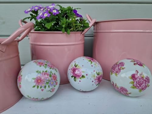 Arinosa Dekokugel Porzellan Rosen Blumen Rosa 3er Set Ø8cm von Arinosa