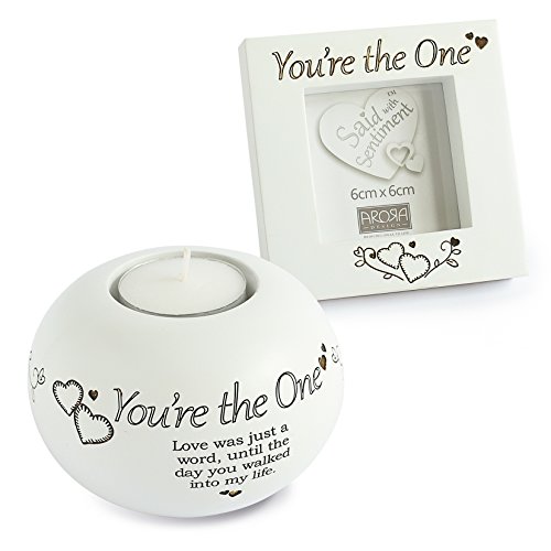 Arora Said with Sentiment 7419 You're The One Teelicht und Rahmen, Geschenk-Set, mehrfarbig, Gr. von Arora