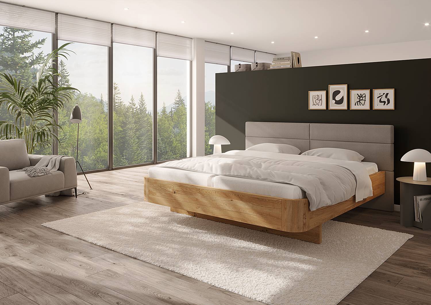 home24 Massivholzbett Kalum 160 x 200cm Kopfteil: Webstoff Rahmen: Massivholz Wildeiche, geölt Braun Eiche home24 Massivholzbett Kalum 160 x 200cm Kopfteil: Webstoff Rahmen: Massivholz Wildeiche, geölt Braun Eiche von home24