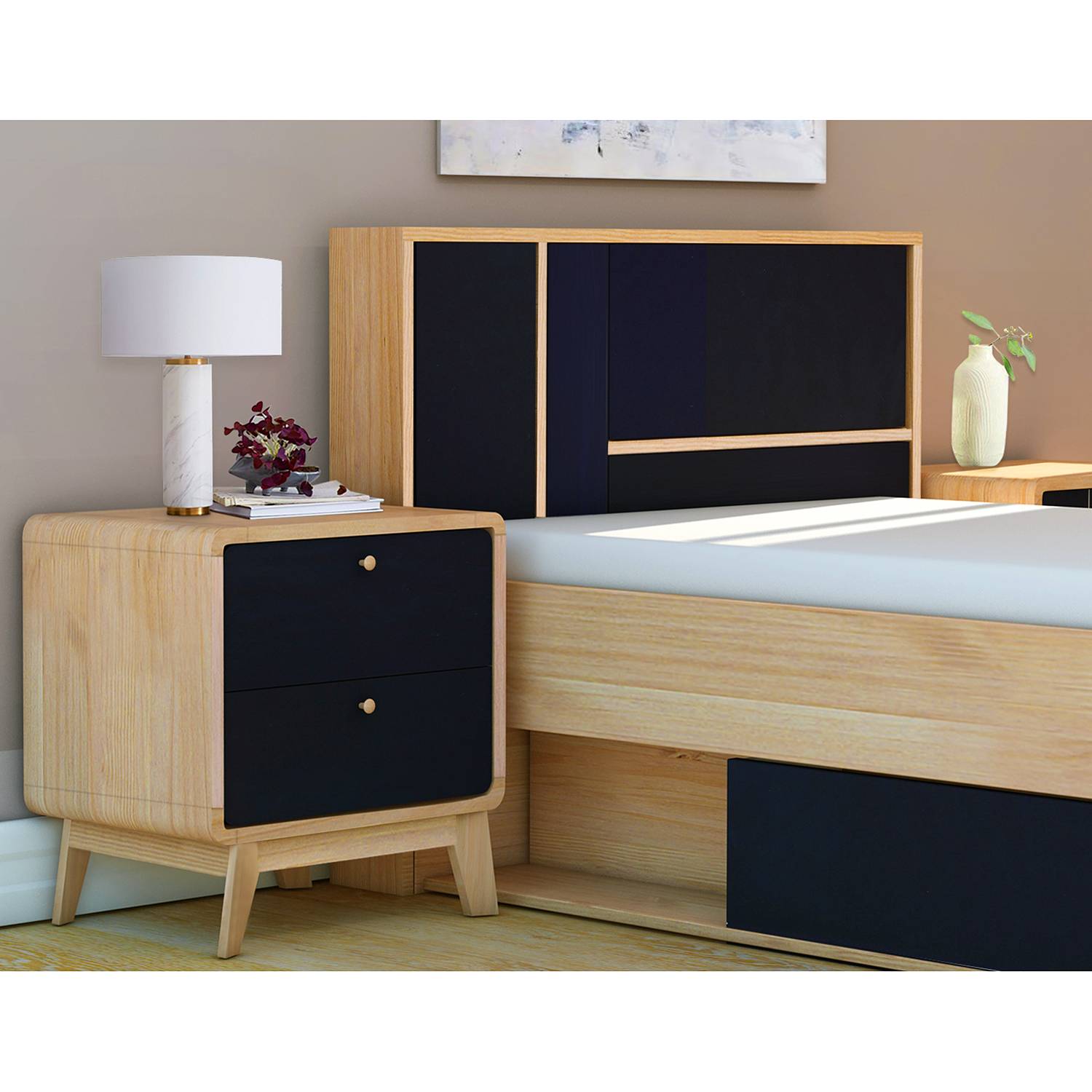 home24 Nachttisch Woodmoor 51 x 53 x 39cm Multicolor/Eiche/Schwarz home24 Nachttisch Woodmoor 51 x 53 x 39cm Multicolor/Eiche/Schwarz von home24
