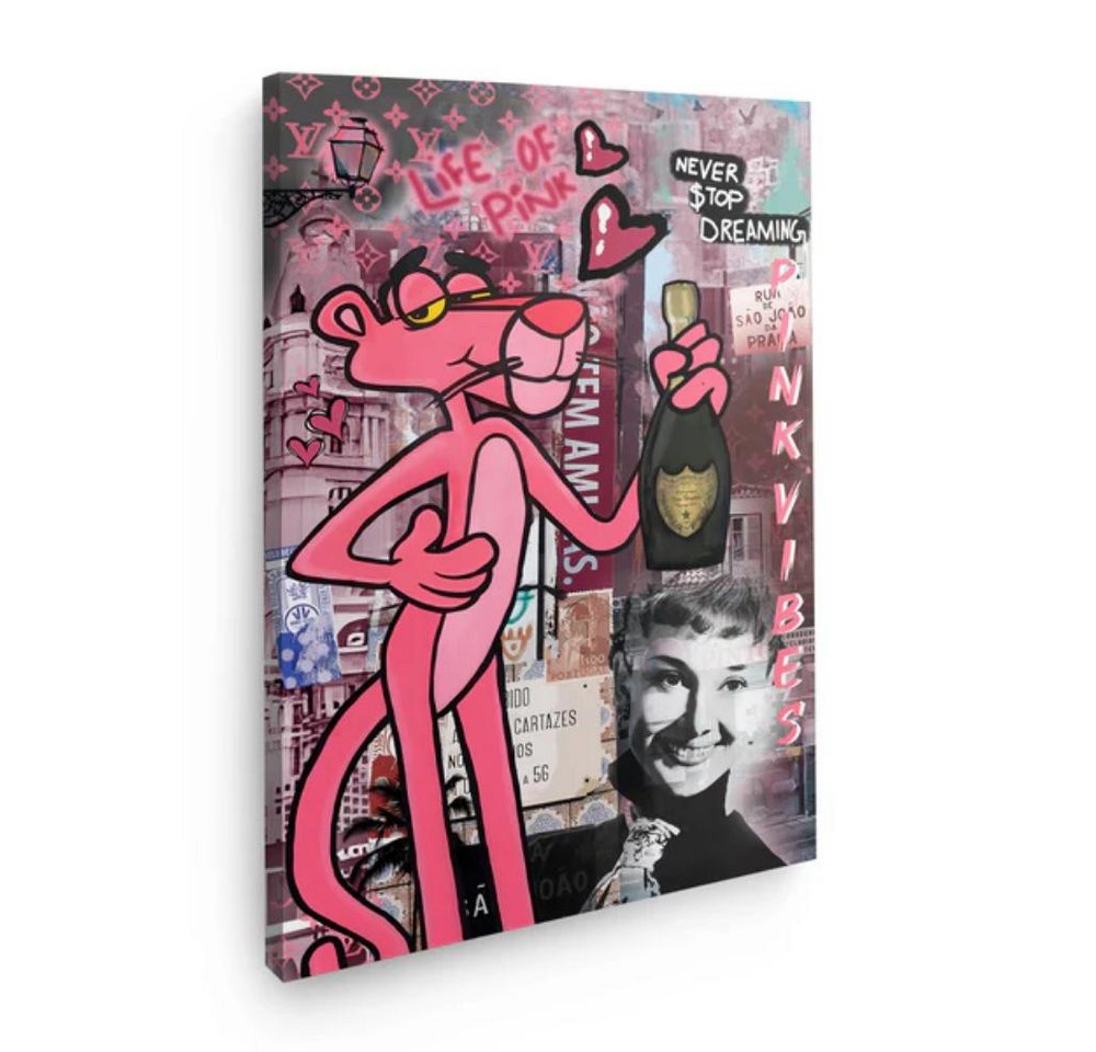 Art100 Leinwandbild Pink Panther Life of Pink Pop Art Leinwandbild Kunst von Art100