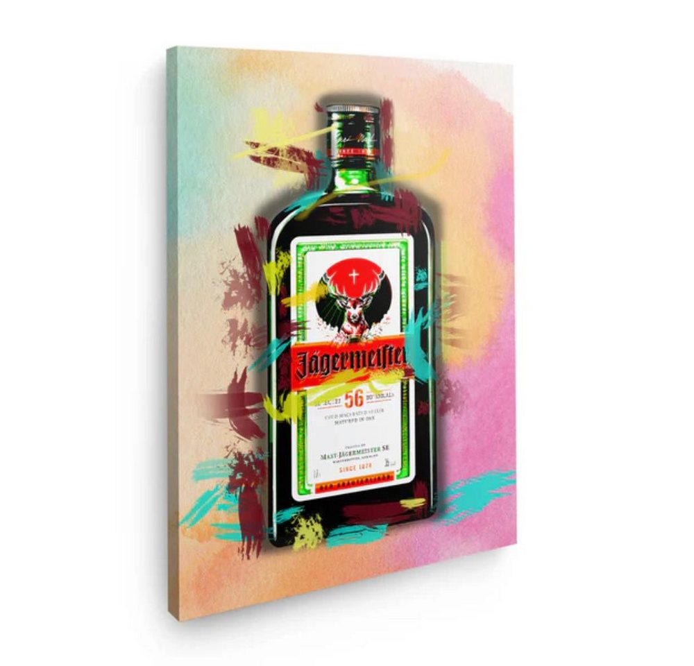 Art100 Leinwandbild VIbrant Jägermeister Bottle Pop Art Leinwandbild Kunst von Art100