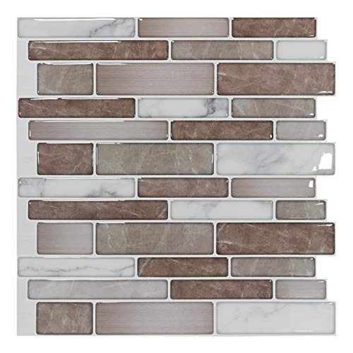 Art3d 10-Blatt Premium Aufkleben Backsplash Fliesen 30 x 30 cm Peel and Stick Selbstklebende Badezimmer 3D Wandfliesen Marmor Design von Art3d