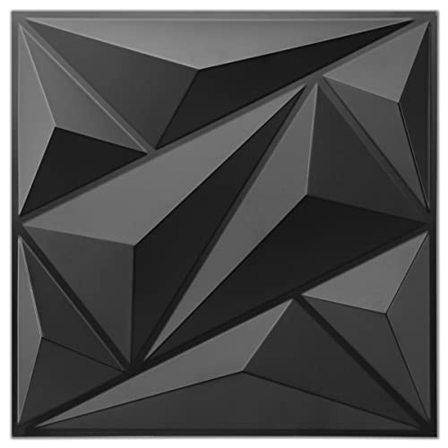 Art3dwallpanels PVC 3D Wandpaneel Diamant für Innenwand Dekor in schwarz 3D Strukturwandpaneele 33 Stück Fliesen von Art3dwallpanels