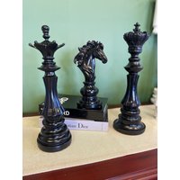 Große Schachfigur Skulptur 15, 7", Pferd Schach König Königin Statue, Kunst, Dekor von ArtDecorado