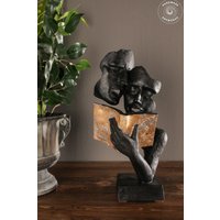 Valentine Face Skulptur 15", Buch Lesen Paare Statue, Maske Schwarzer Mann & Frau, Dekor Zubehör, Liebste, Jubiläumsgeschenk von ArtDecorado