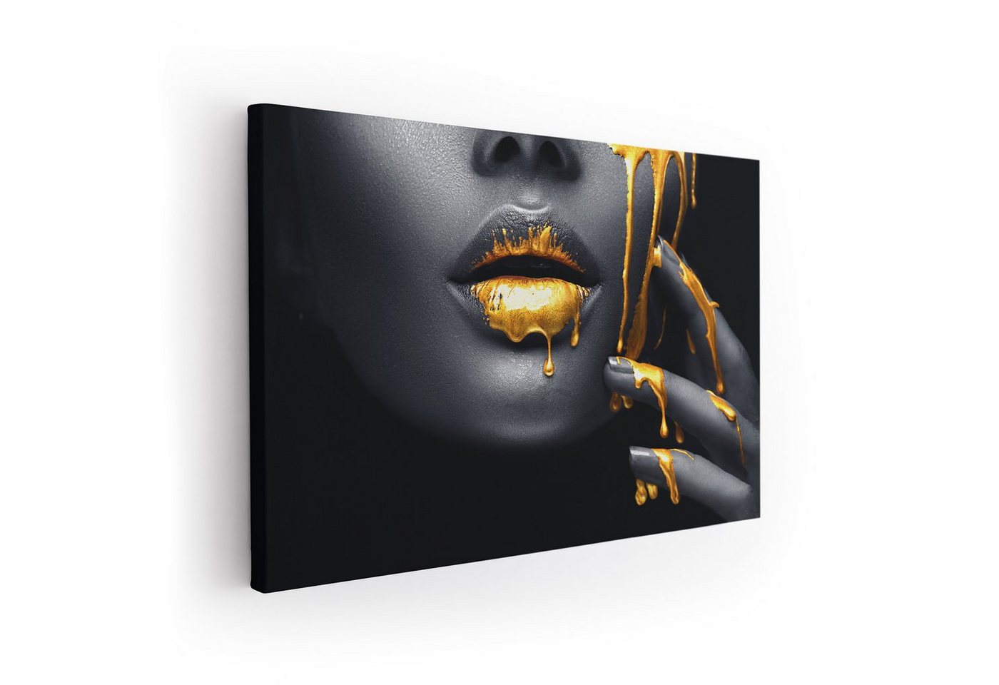 ArtMind Wandbild Golden face, Premium Wandbilder als Poster & gerahmte Leinwand in 4 Größen, Wall Art, Bild, Canva von ArtMind