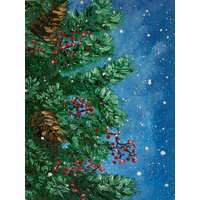 Pine Tree Original Gemälde Magie Abend Öl Kunstwerk Kleine Leinwand 20, 3 X 23, 5 cm Geschenk Idee Weihnachten Wand Kunst Karte Winter Baum Schnee von ArteAventuraStudio