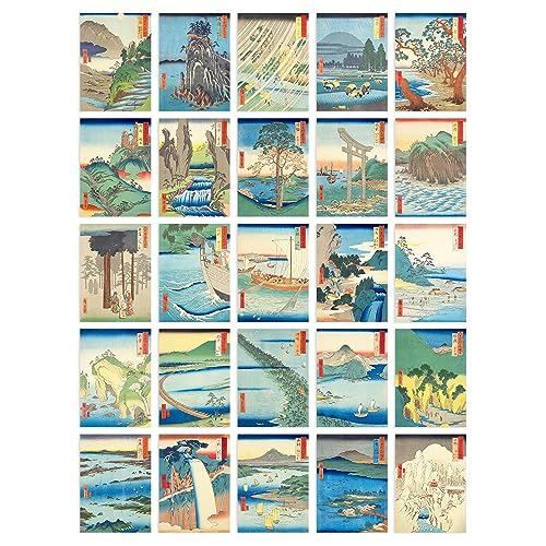 Artery8 50 Pcs Utagawa Hiroshige Japan Aesthetic Collage Kit Japanese Provinces Woodblock Wall Art Prints A6 Set Pack 14.8 x 10.5 cm (5.8 x 4.1) Room Decor Posters von Artery8