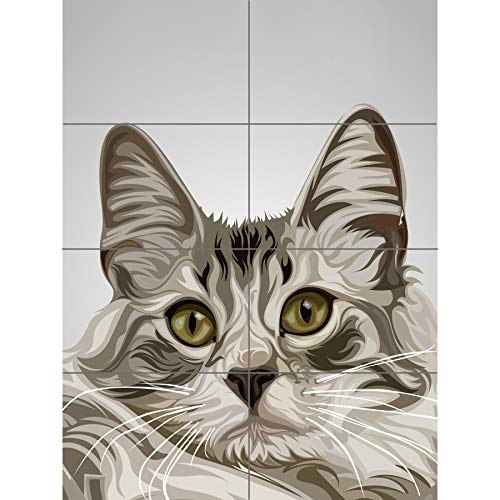 Artery8 Cat Illustration Grey XL Giant Panel Poster (8 Sections) von Artery8
