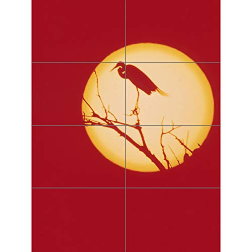 Artery8 Crane Silluette Against Moon XL Giant Panel Poster (8 Sections) Mond von Artery8