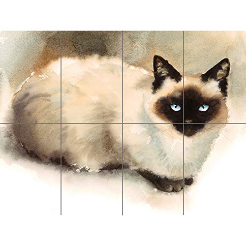 Artery8 Cat Ragdoll Watercolour XL Giant Panel Poster (8 Sections) Aquarell von Artery8