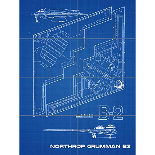 Artery8 Northrop B-2 Spirit Stealth Bomber Blueprint Plan XL Giant Panel Poster (8 Sections) Blau von Artery8