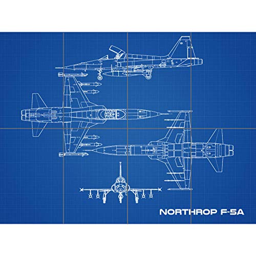 Artery8 Northrop F-5A Freedom Fighter Aircraft Blueprint Plan XL Giant Panel Poster (8 Sections) Kämpfer Blau von Artery8