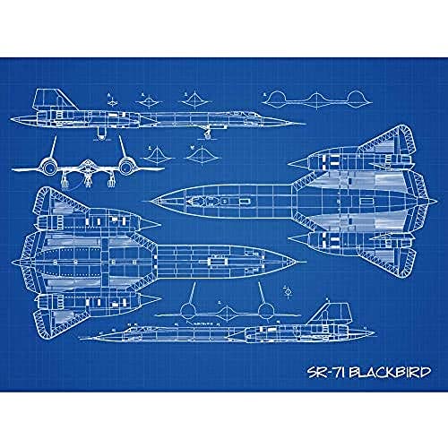 Artery8 SR-71 Blackbird Habu US Aircraft Spy Plane Blueprint Plan Unframed Wall Art Print Poster Home Decor Premium Ebene Blau Wand Zuhause Deko von Artery8