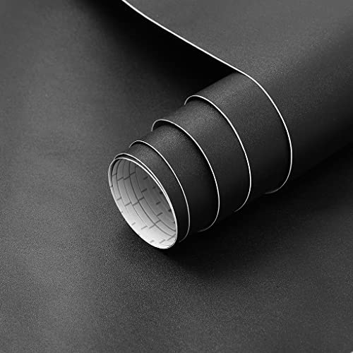 Arthome Schwarz Matt 44cmx10m Klebefolie Möbel, Abziehen und Aufkleben Selbstklebende Tapete Dekorative Vinyl möbelfolie für Möbel Küche Schränke Möbel Tische Wand Modern DIY Wandverkleidung von Arthome WALL DECOR