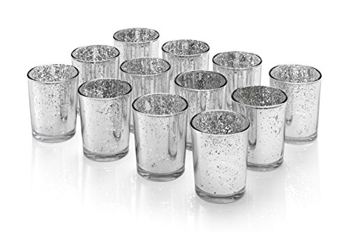 Artis Mercury Glas Votive Kerze Teelichthalter 2.75 "H Set von 12 Speckled Silber für Hochzeiten, Parties und Home Décor von Artis