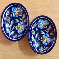 2 Stück Handgemalte Jaipur Blue Pottery Seifenschale 9cmx12cm Oval D1 Free Ship von ArtisanCraftedJewelz