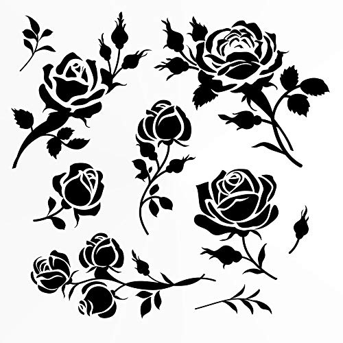 Set von Rosen Wiederverwendbare Schablone A3 A4 A5 & größere Größen Shabby Chic Valentine Rose 3 (PVC wiederverwendbare Schablone, A4 Größe - 210 x 297 mm, 8,3 x 11,7 cm) von Artistic Sponge