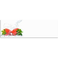 Artland Küchenrückwand "Erdbeeren mit Spritzwasser", (1 tlg.), Alu Spritzschutz mit Klebeband, einfache Montage von Artland