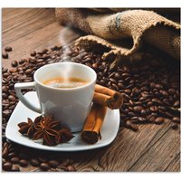 Artland Küchenrückwand "Kaffeetasse Leinensack mit Kaffeebohnen", (1 tlg.), Alu Spritzschutz mit Klebeband, einfache Montage von Artland