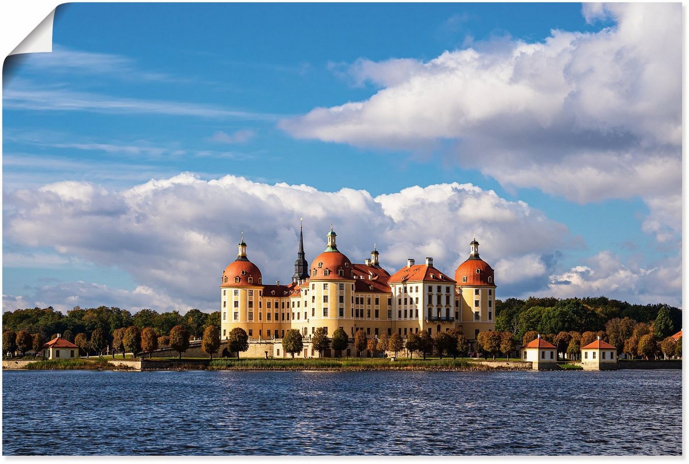 Artland Poster Blick auf Schloss Moritzburg in Sachsen, Gebäude (1 St), als Alubild, Leinwandbild, Wandaufkleber oder Poster in versch. Größen von Artland