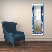 Artland Dekospiegel "Aquarell in blau", gerahmter Ganzkörperspiegel, Wandspiegel, mit Motivrahmen, Landhaus von Artland