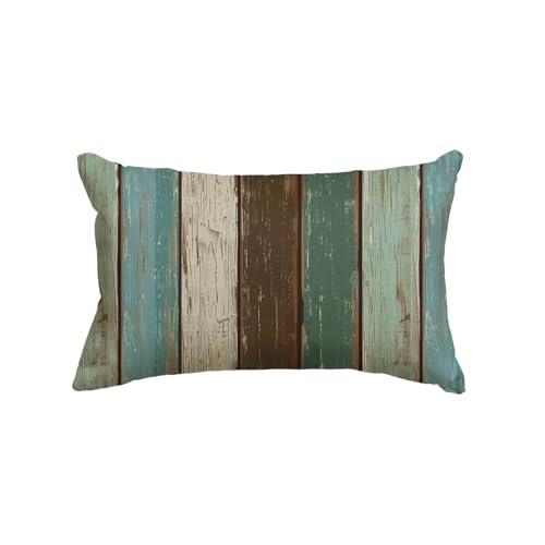 Artoid Mode Blau Planken Antik Alt Rustikal Holz Frühling Kissenbezug, 30x50 cm Sommer Zierkissenbezug Cushion Cover Couch Wohnzimmer Deko von Artoid Mode