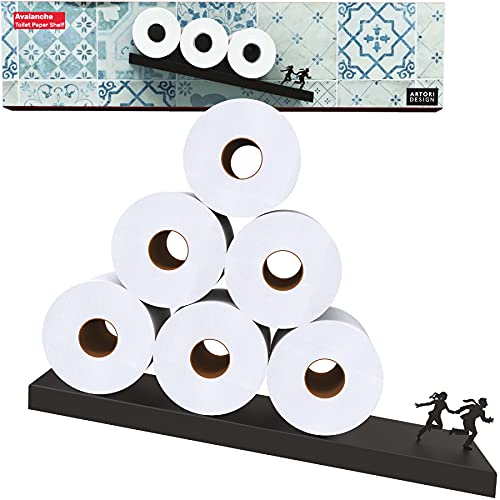 Schwebender Regal Toilettenpapierhalter – Toiletenpapierrollenhalter Wandhalterung für Papierrollen oder Handtücher über Waschbecken oder Toilette von Artori Design