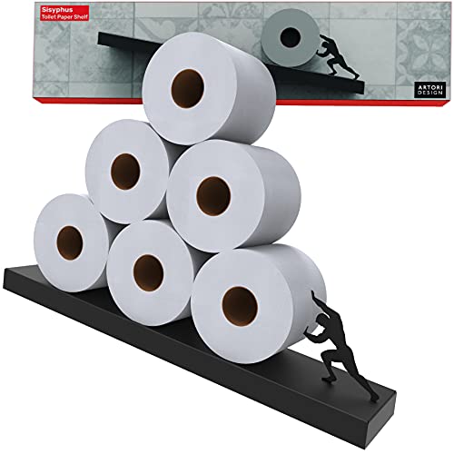 Schwebender Regal-Toilettenpapierhalter – geneigter, mattschwarzer Toilettenpapierrollenhalter zur einfachen Aufbewahrung im Badezimmer von Artori Design