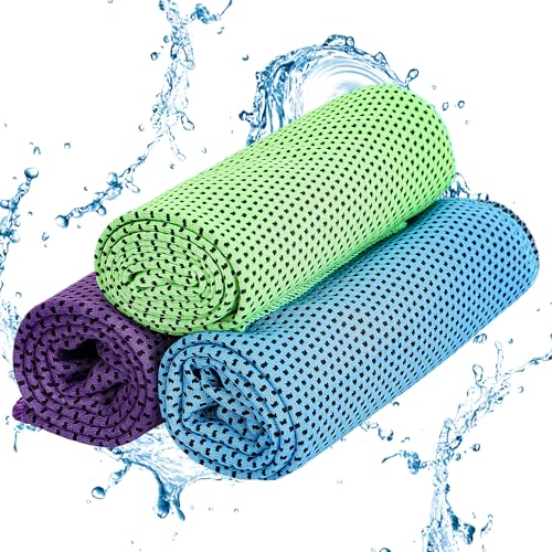 Aruicheng Kühltuch 3er Set Kühlendes Handtuch Mikrofaser Kühltücher Weich Atmungsaktiv Kühlhandtuch Gym Handtuch Cooling Towel für Yoga, Golf, Workout, Reisen, Camping (100x 30cm) von Aruicheng