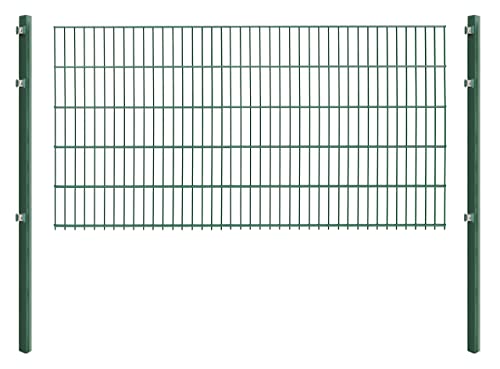 Doppelstabmattenzaun - Komplettset inkl. Pfosten und Montagematerial - Verschiedene Längen und Höhen – Grün oder Anthrazit (L 4 m | H 103 cm | Grün) von Arvotec