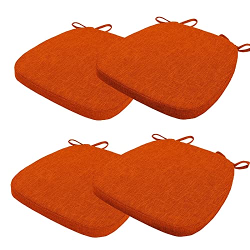 Aselbia 4er Set Stuhlkissen 40x38x5cm mit Bändern,Waschbare Sitzkissen rutschfest,Stuhlauflage Stuhlpolster Sitzkissen,Abnembar Bezug Mit Reißverschluss,Orange Rot von Aselbia