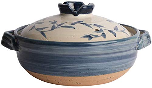 Steinguttopf, Keramik-Hot-Pot-Auflauf, Steingut-Tontopf, runde Auflaufform, hitzebeständiger Suppentopf, gesunder Schongarer zum Schmoren von Reis (Größe: 1,2 l, Farbe: A) (B 1,2 l) (B 1,6 l von AsiLoP