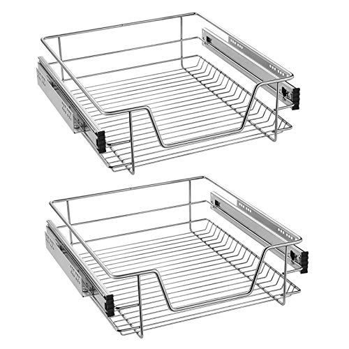 Asina 2 Stück Teleskop Schublade, Teleskopschublade Küchenschublade, Schrankauszug Ausziehbare, Korbauszug, Schublade, Schlafzimmerschränke Vollauszug, Für 50cm Schrankauszug Regal von Asina