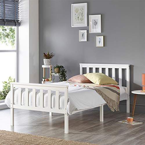 Aspire Beds Atlantic Massives zeitloses weißes Holzbett - Elegant im Shaker-Design, Hochwertige Materialien, Einfache Montage, Vielseitig, Robust von Aspire Beds