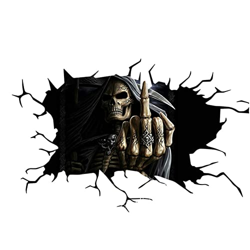 3D Horror Auto Aufkleber,Asudaro 50CM 3D Halloween Schädel Autoaufkleber Auto Dekorativer Sticker Horror Totenkopf Autoaufkleber Pvc Autoaufkleber für Autofenster Motorrad Dekor Typ D von Asudaro