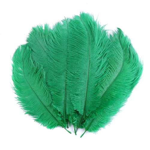 Asudaro 10pcs DIY Straußenfedern Federn Dekor 25-30cm Länge Flauschige Federn Bunte Natürliche Federn Naturfedern für DIY Handwerk Art Basteln Karneval Rosen Montag Halloween Fest Versch dunkelgrün von Asudaro